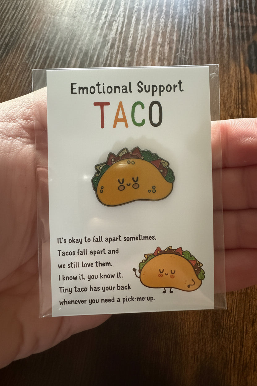 Enamel Lapel Pin - Emotional Support Taco