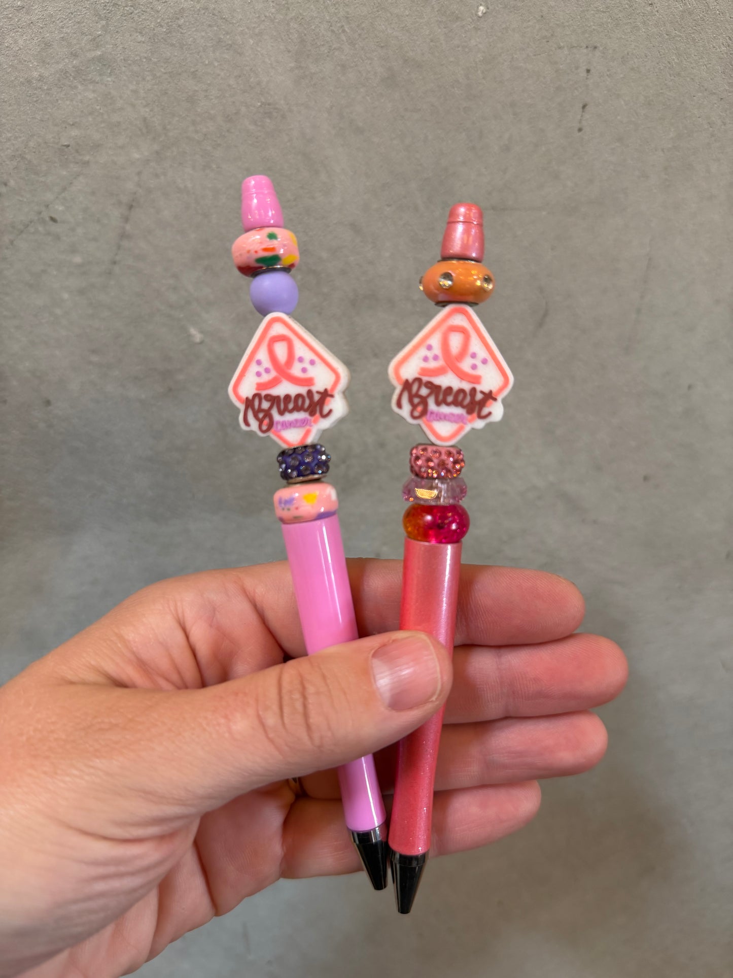 Beaded Pen - Breast Cancer Awareness Pink Ribbon Diamond