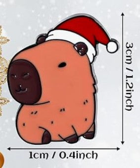 Enamel Lapel Pin - Christmas Capybara