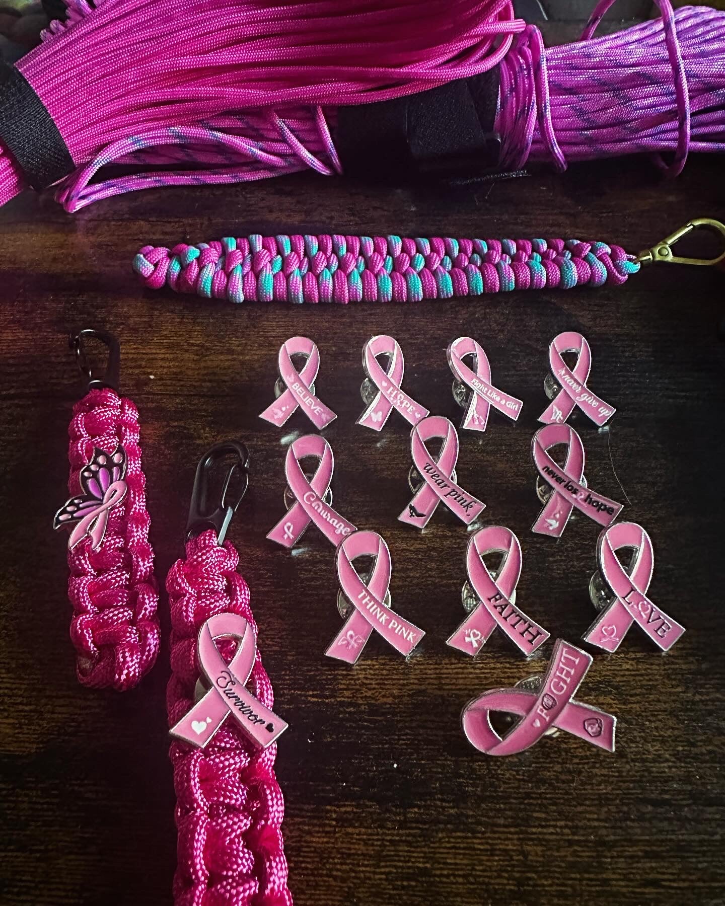 Breast Cancer Paracord Keychain
