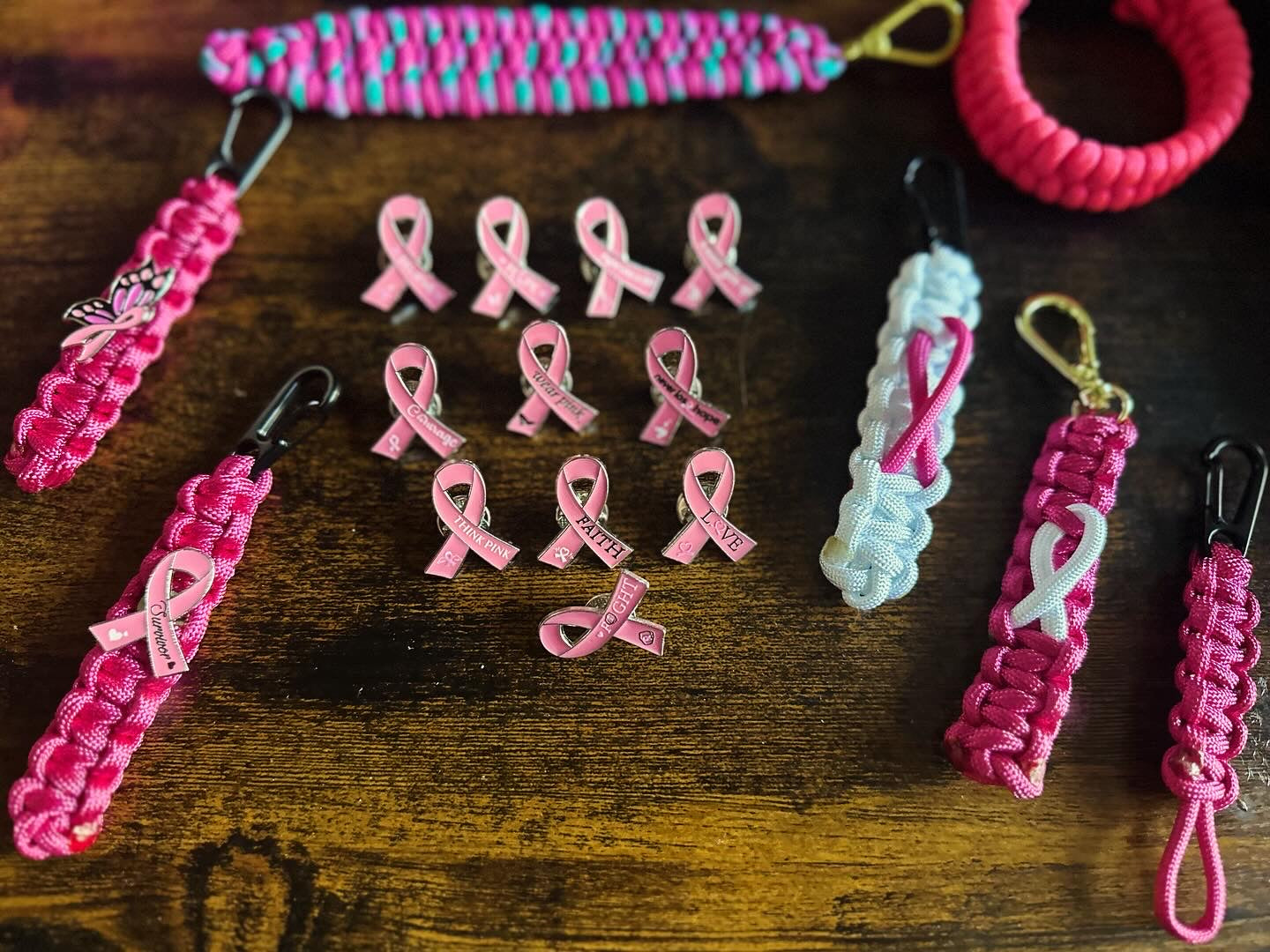 Breast Cancer Paracord Keychain