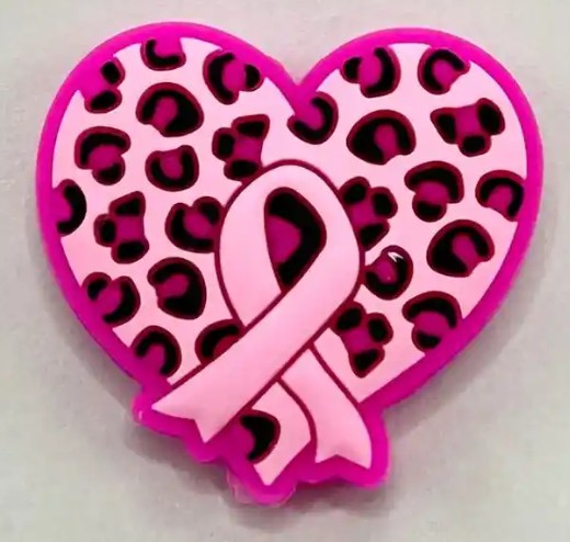 Beaded Pen - Breast Cancer Awareness Ribbon with Jaguar Print Heart