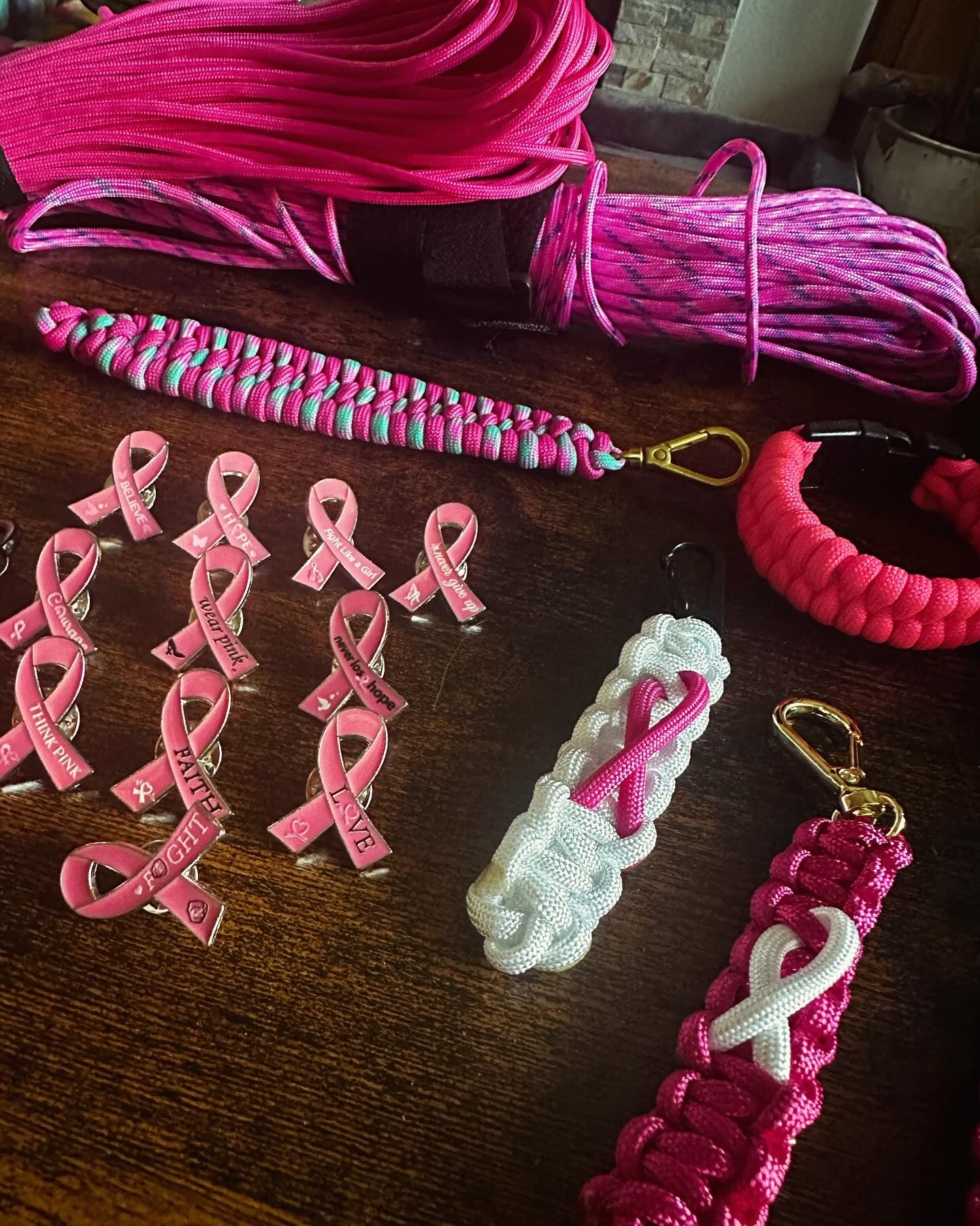 Breast Cancer Paracord Keychain