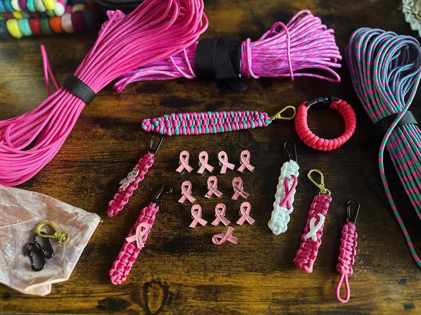 Breast Cancer Paracord Keychain
