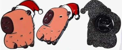 Enamel Lapel Pin - Christmas Capybara