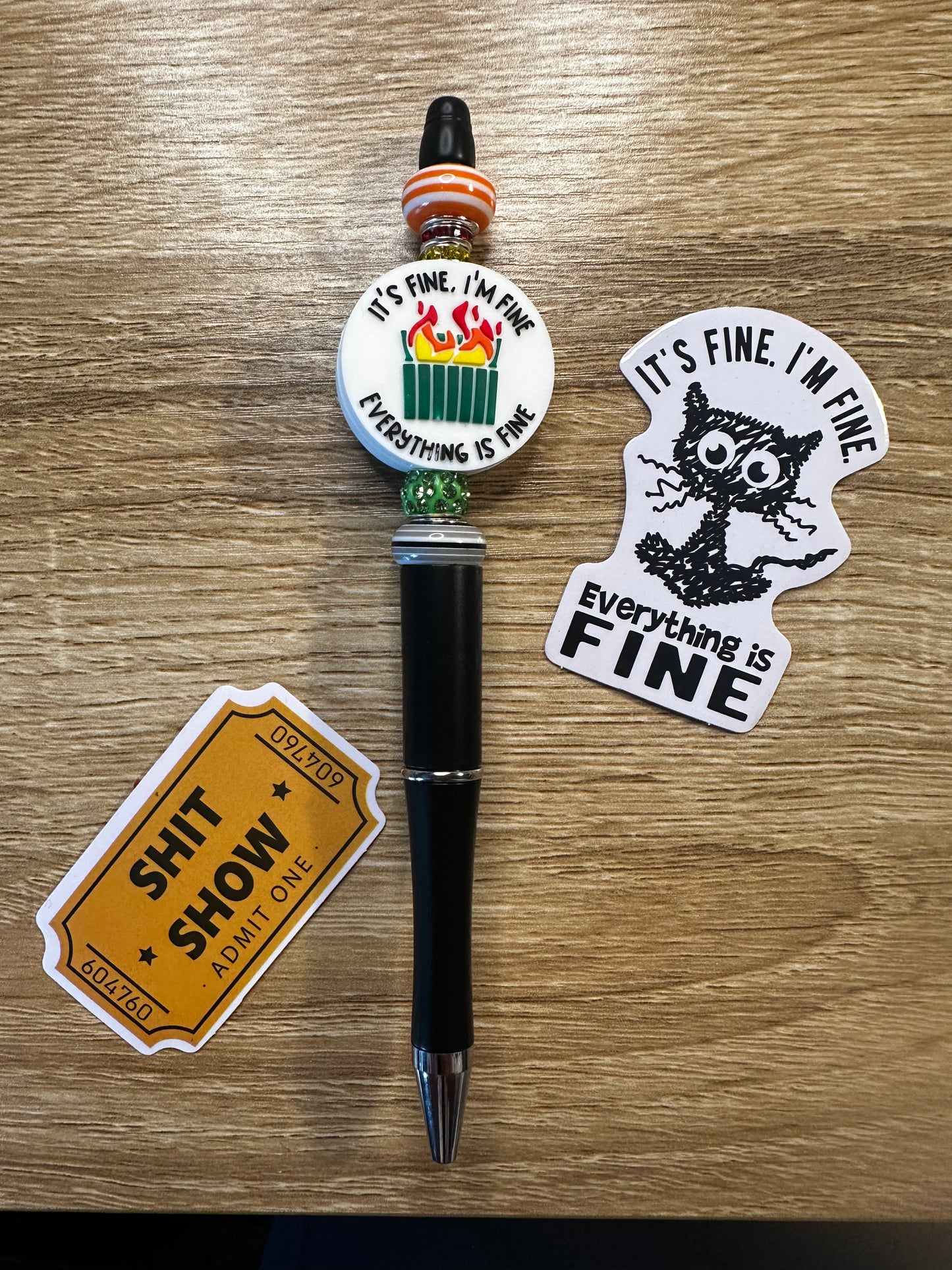 Beaded Pen - Dumpster Fire